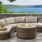 6 Piece Outdoor Furniture Sectional Seating Set Fire Pit Fire Pit Curved