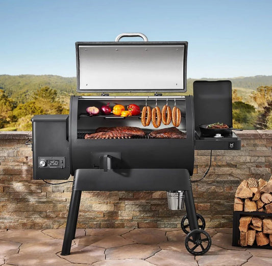 36" Pellet Smoker BBQ with Electric Induction Side Burner Flavor Tray 920 sq in