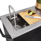 Grill Prep Cart Table with Garden Hose Connect Faucet Bar Sink Cabinet Storage