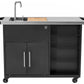 Grill Prep Cart Table with Garden Hose Connect Faucet Bar Sink Cabinet Storage