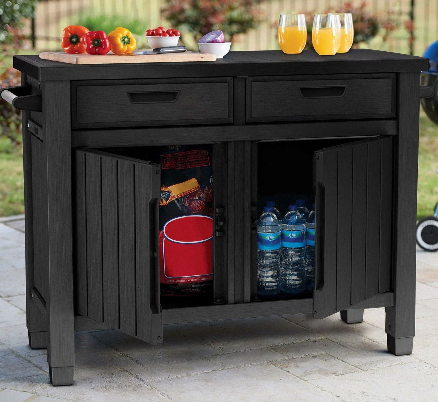 Outdoor Entertainment Grill Table Station Bar Grilling Storage Cabinet