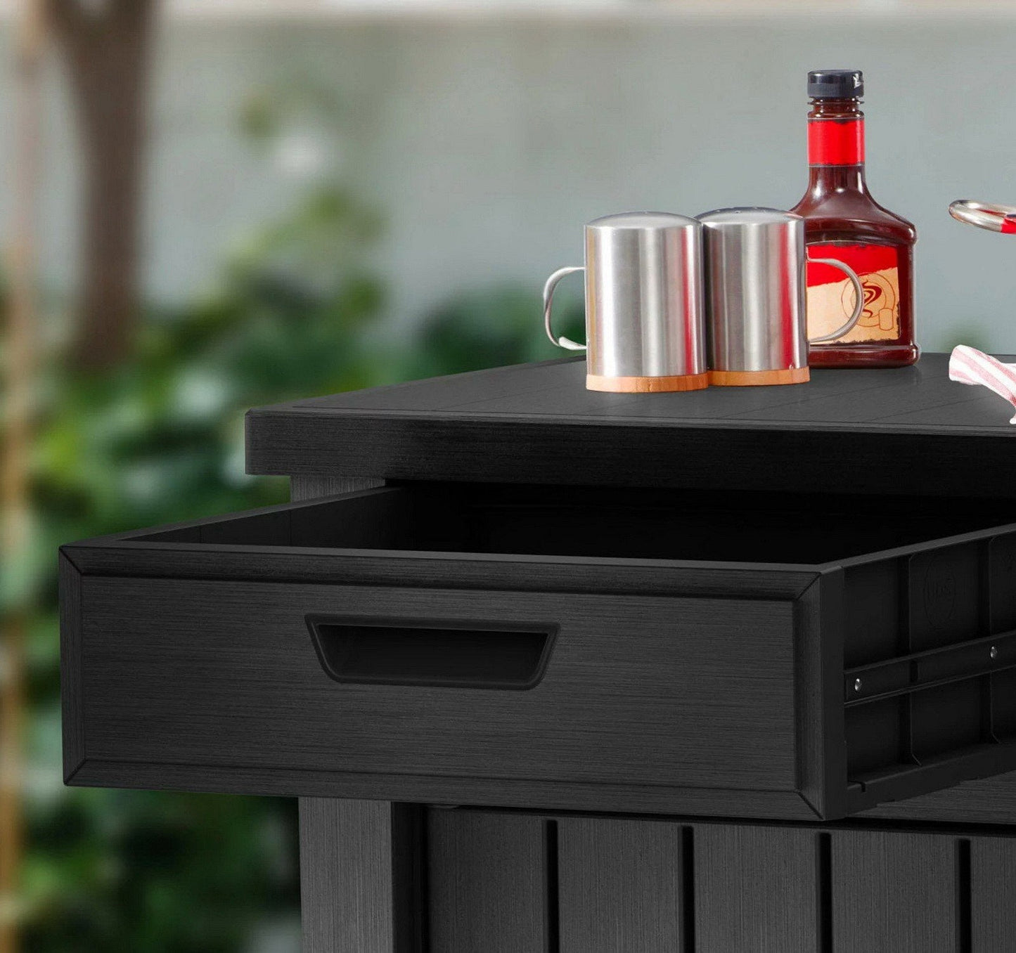 Outdoor Entertainment Grill Table Station Bar Grilling Storage Cabinet