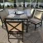 7 Piece Outdoor Dining Furniture Set 6 Cushion Chairs 6' Slat Top Aluminum Table