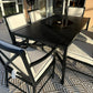 7 Piece Outdoor Dining Furniture Set 6 Cushion Chairs 6' Slat Top Aluminum Table