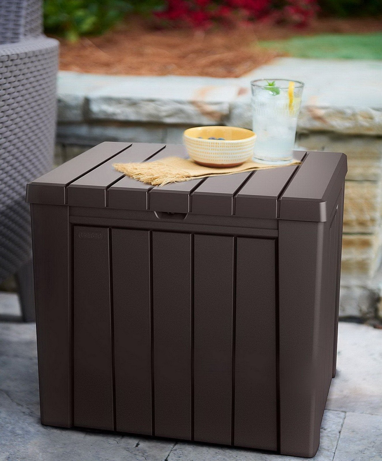 Keter 30 Gallon Resin Outdoor Deck Box Storage Table Weatherproof