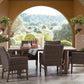 7 Piece Outdoor Furniture Dining Set Porcelain Tile Table 6 All Weather Wicker Chairs