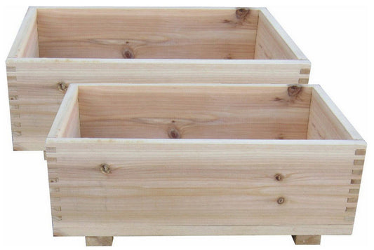 Two Solid Cedar Wood Planters / Storage Boxes Dual Purpose Set of 2 10" x 16"