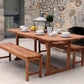 Acacia Hardwood Outdoor Expandable Wood Picnic Table Dining Set w/ 2 Benches
