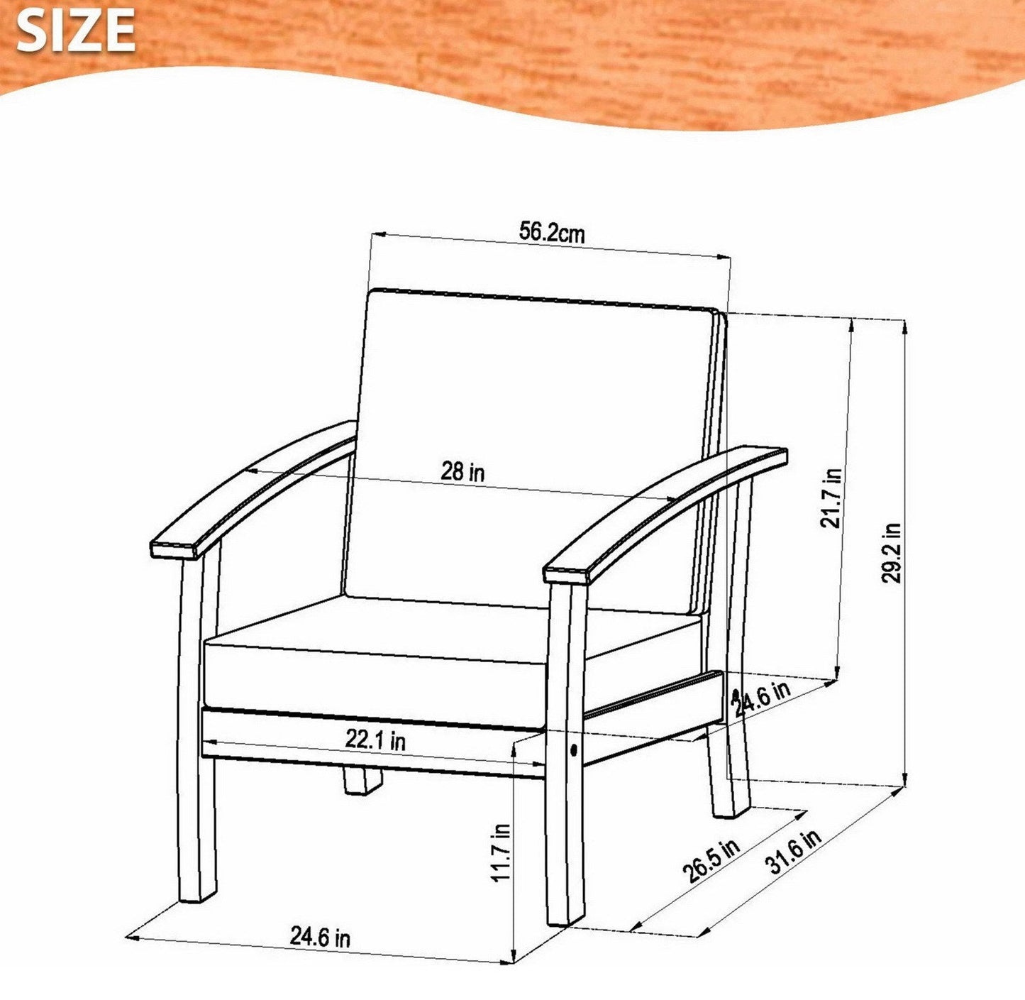 Solid Eucalyptus Outdoor Seating Set Sofa 2 Chairs With Cushions Coffee Table