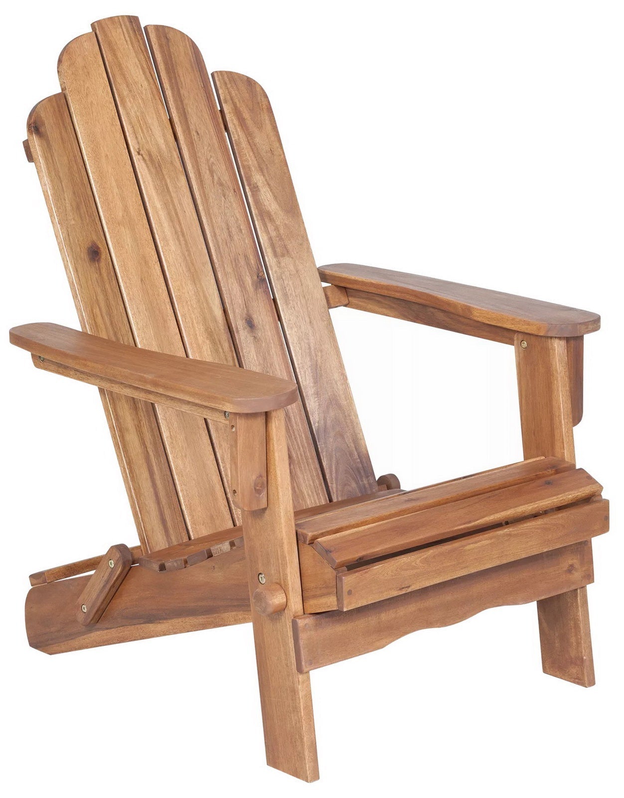 Wooden Folding Adirondack Chair Solid Acacia Wood Weatherproof Outdoor Seating