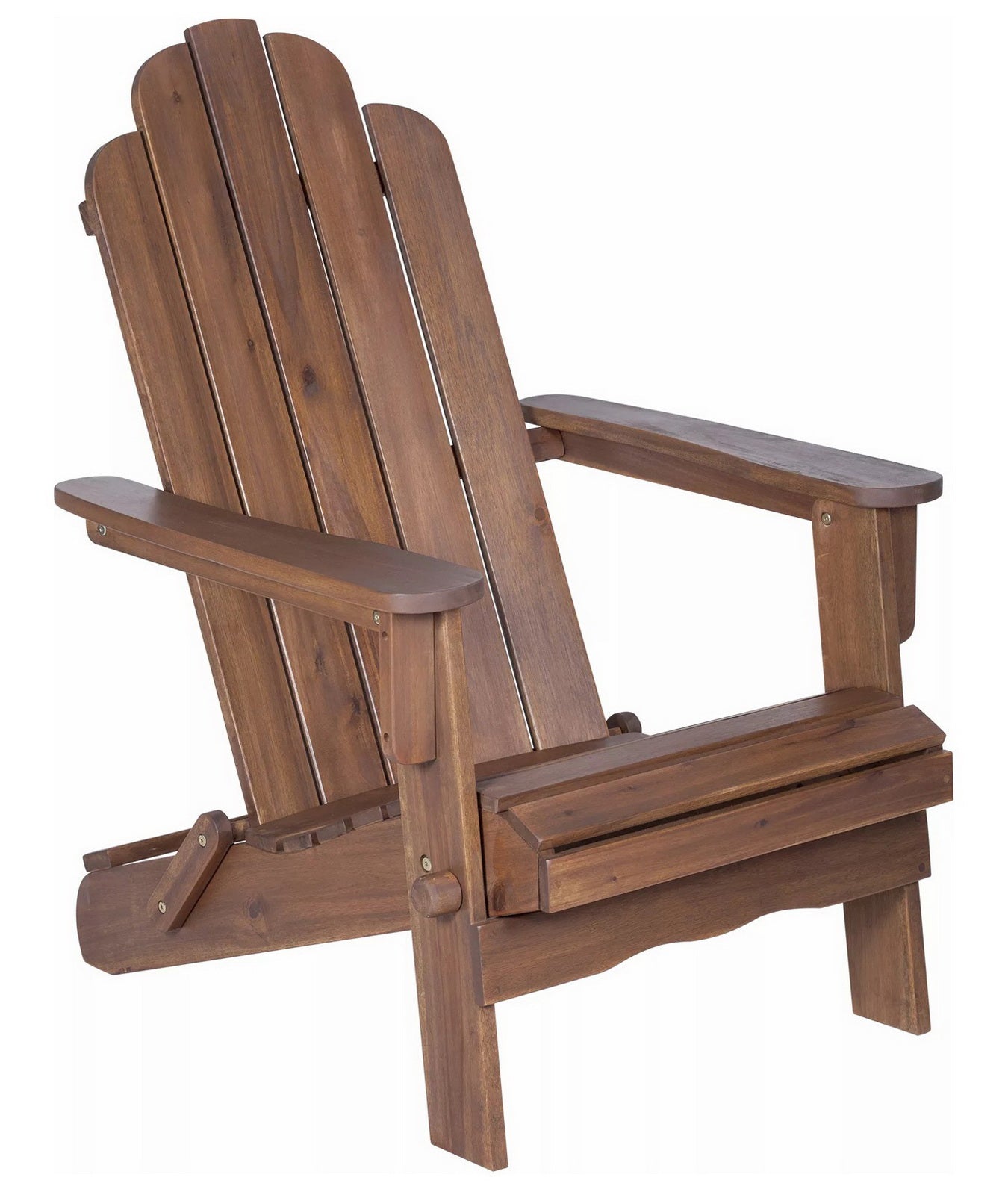 Wooden Folding Adirondack Chair Solid Acacia Wood Weatherproof Outdoor Seating