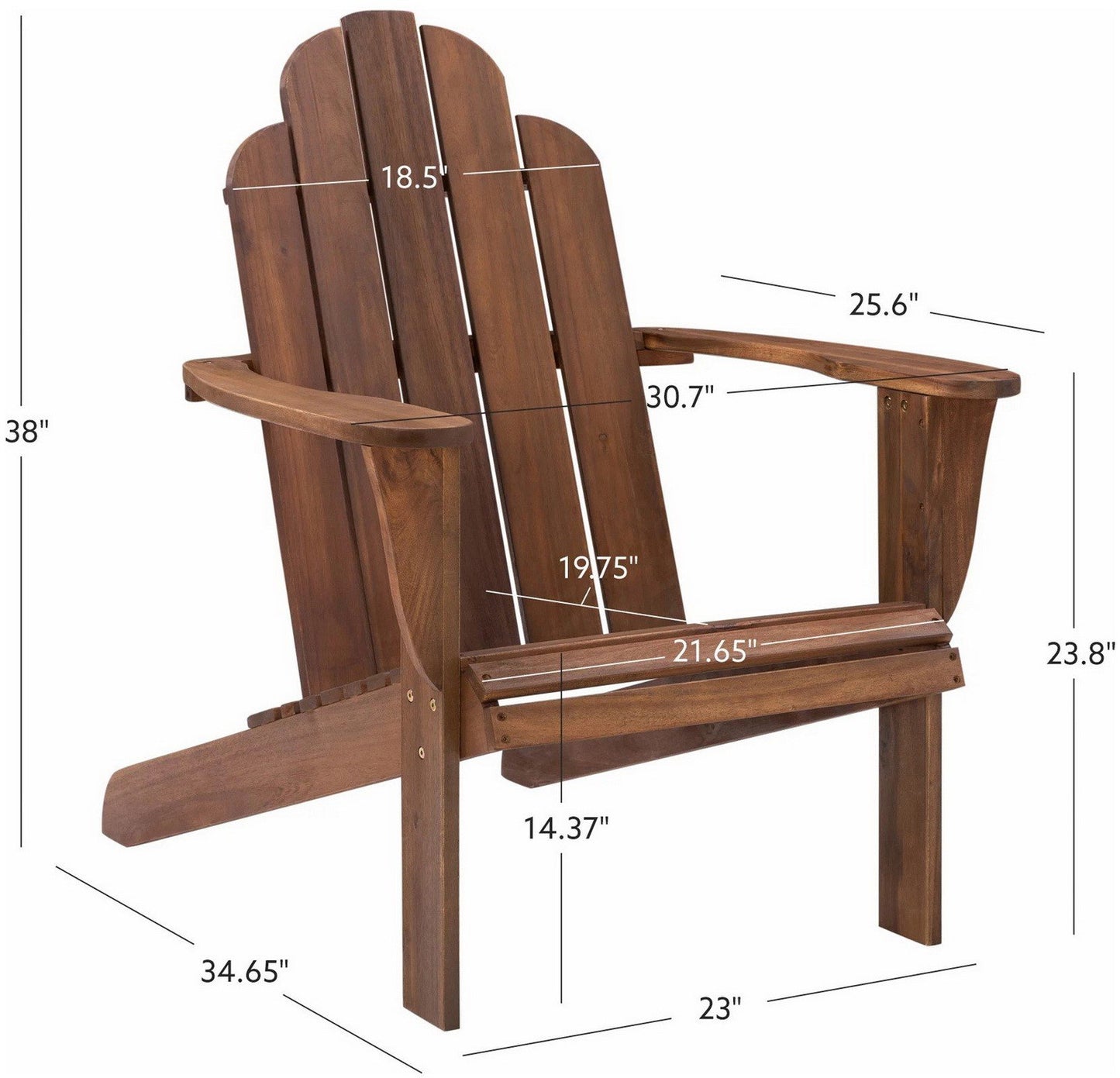 Linon Brown Teak Wood Outdoor Adirondack Chair