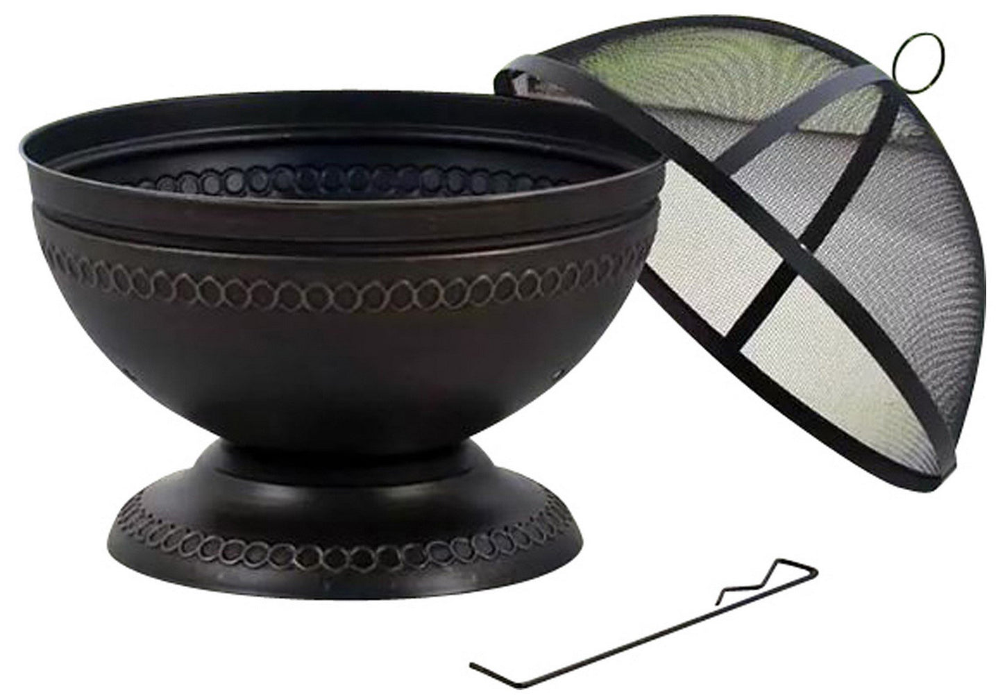 Deckmate Outdoor Steel Round Fire Pit With Mesh Spark Guard