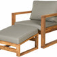 Outdoor Weather Resistant Arbor Acacia Wood Chair Ottoman With Cushions