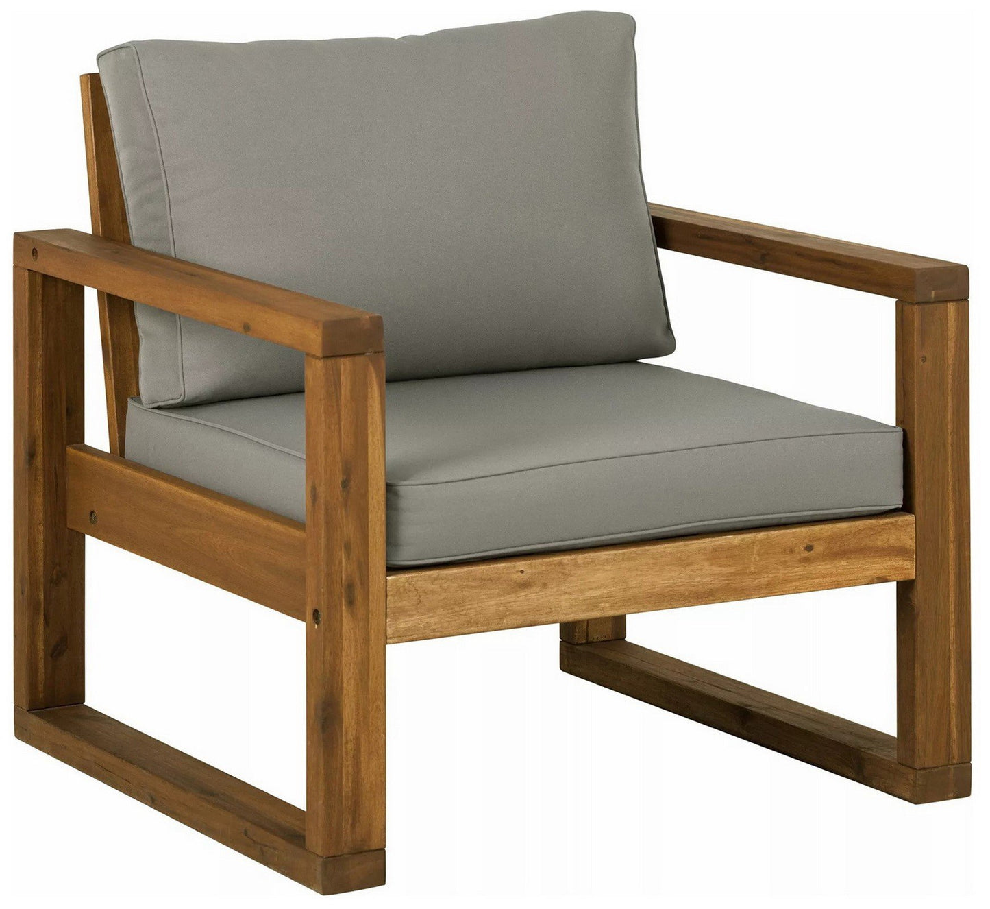 Outdoor Weather Resistant Arbor Acacia Wood Chair Ottoman With Cushions