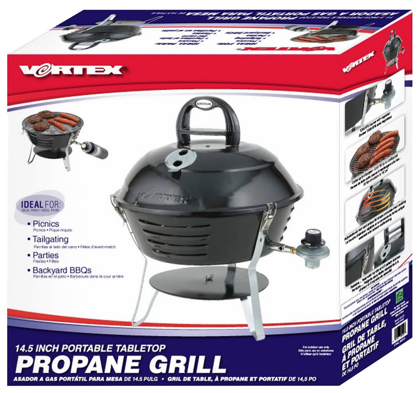 Century Vortex Black Steel Portable Table Top Propane Grill