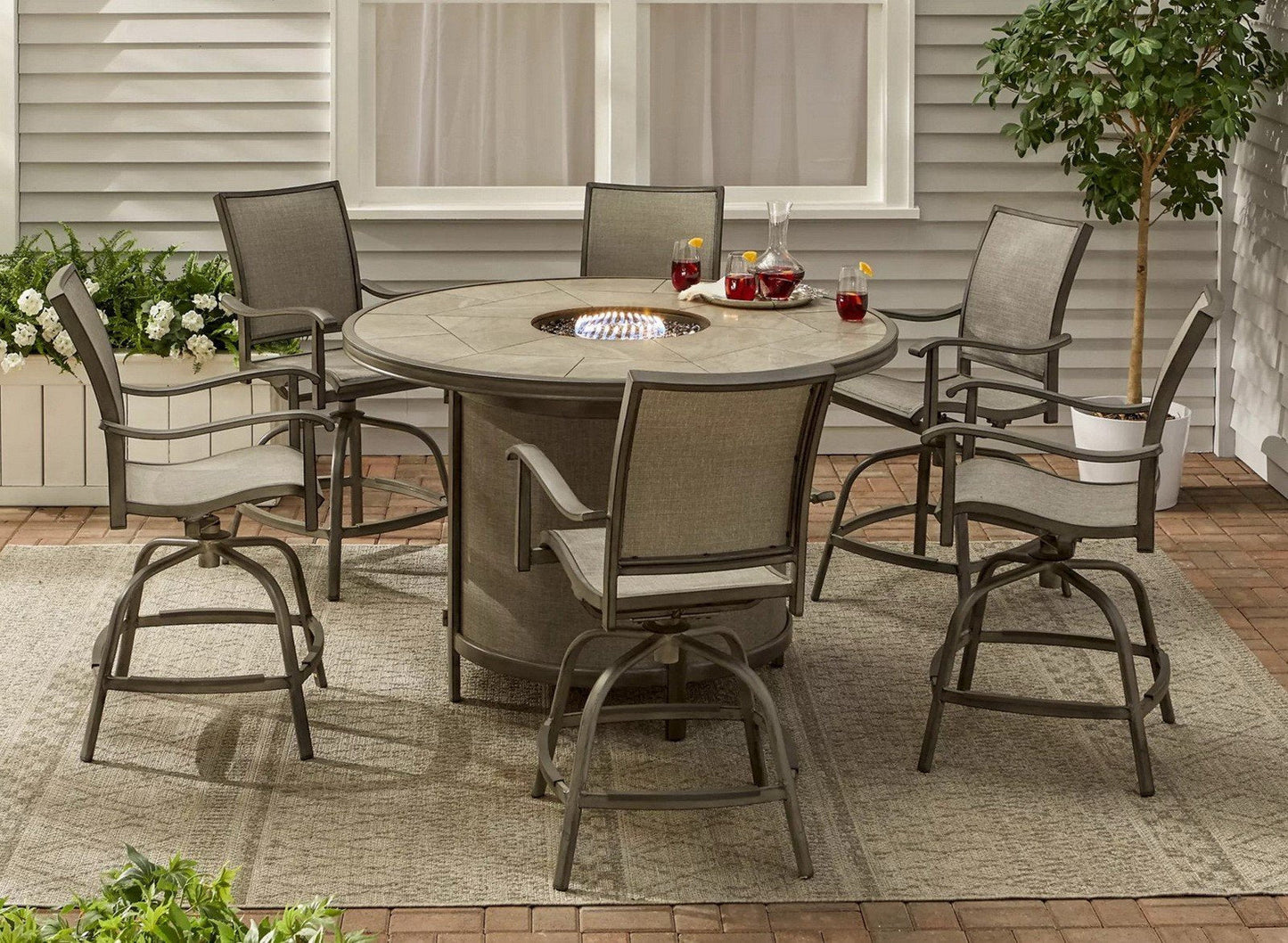 Rock Landing 7-Pc. High Dining Set with Fire Pit
