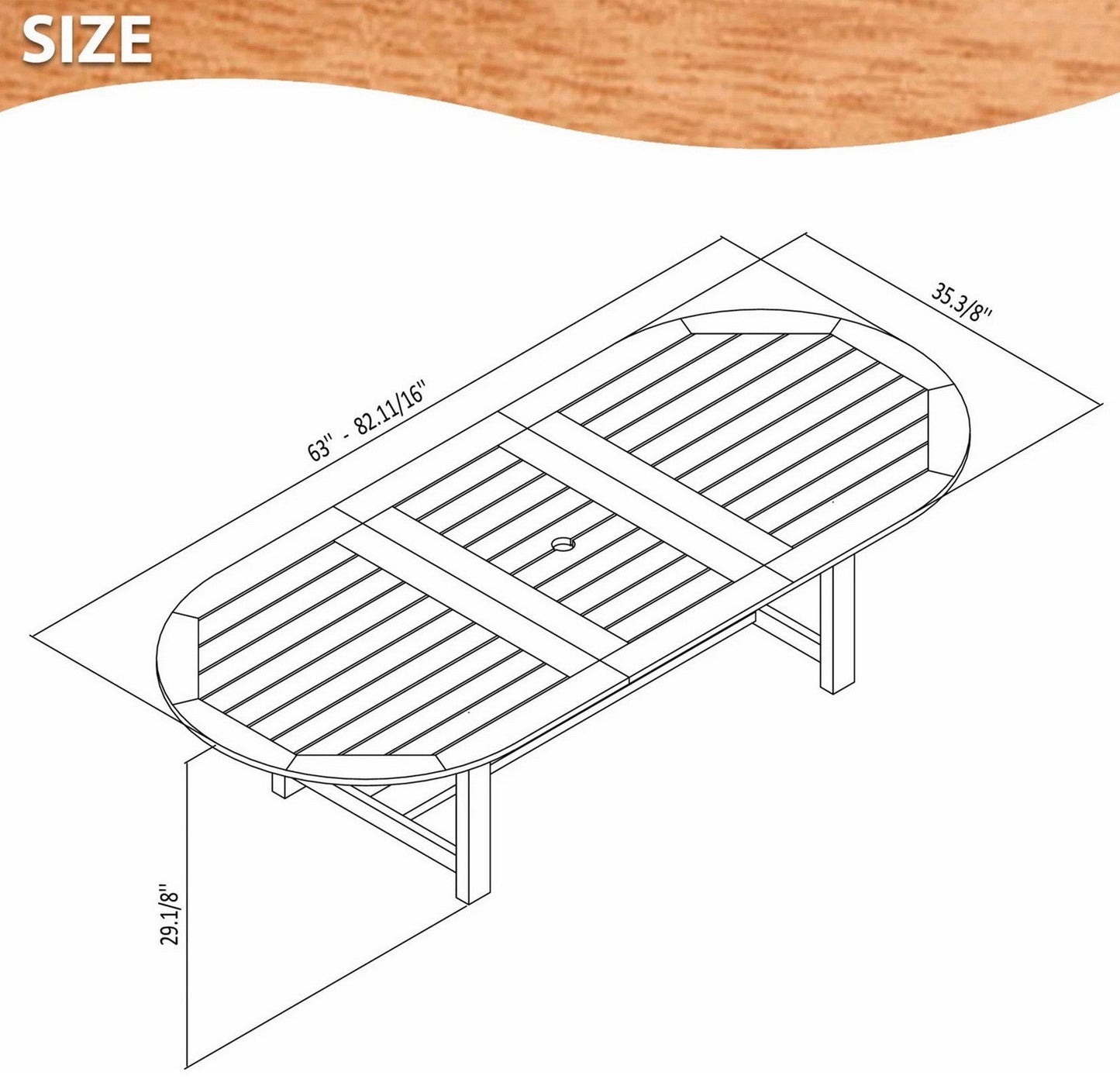 7-Pc Outdoor Patio Round Eucalyptus Wood Dining Set