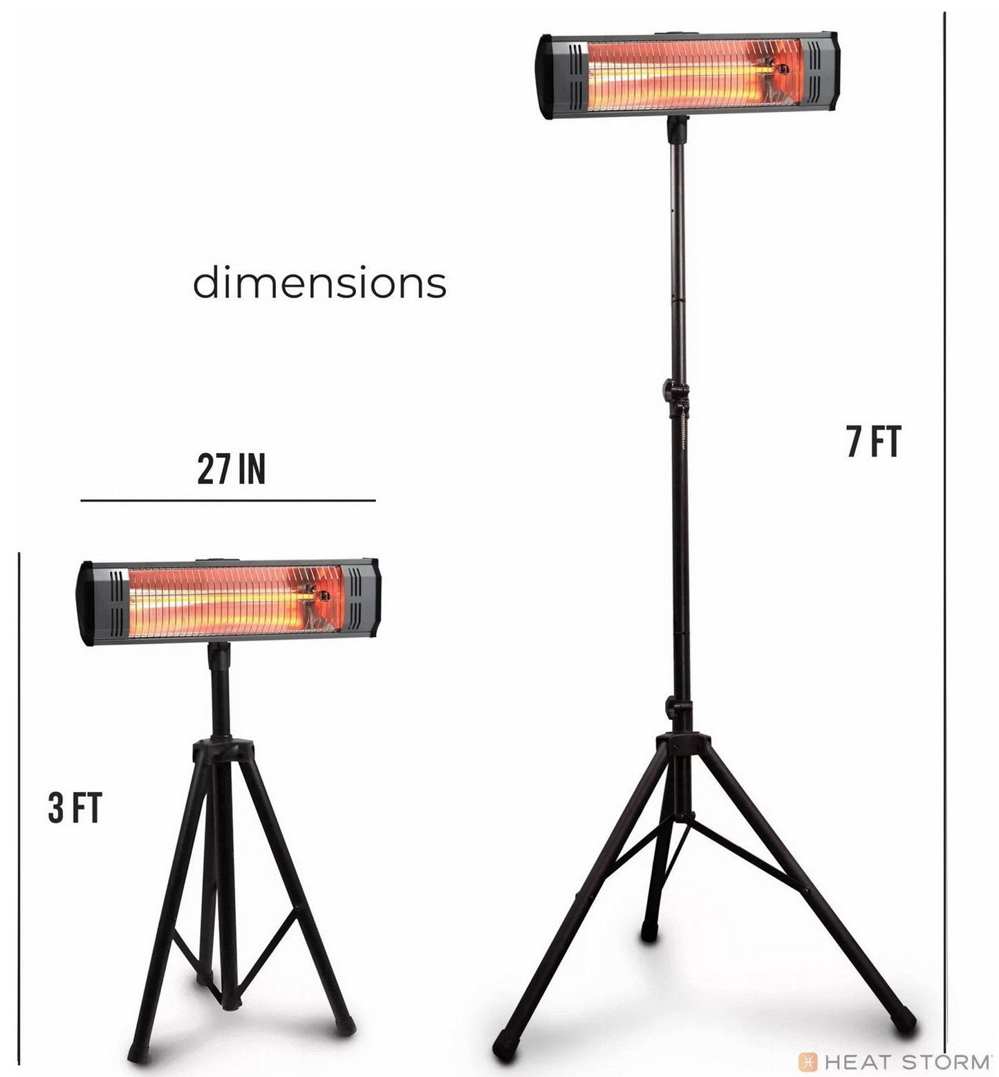 1500W Electric Outdoor Infrared Space Heater Portable with Tripod Heat Storm