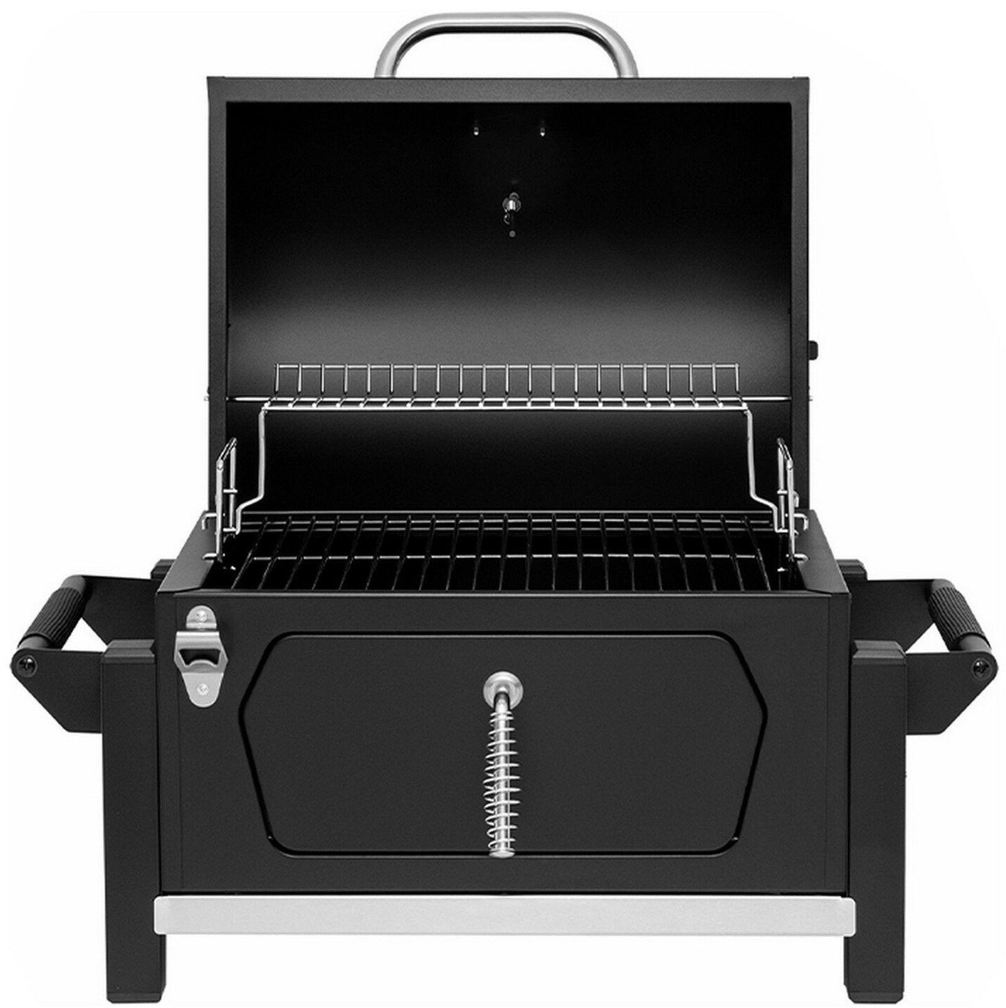 Portable Tabletop Charcoal BBQ Grill Camping Built In Bottl Opener