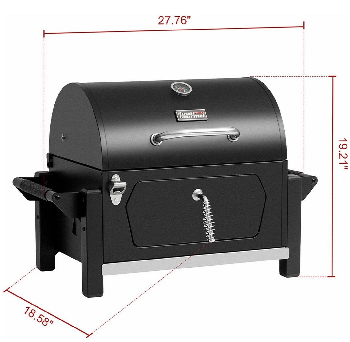 Portable Tabletop Charcoal BBQ Grill Camping Built In Bottl Opener