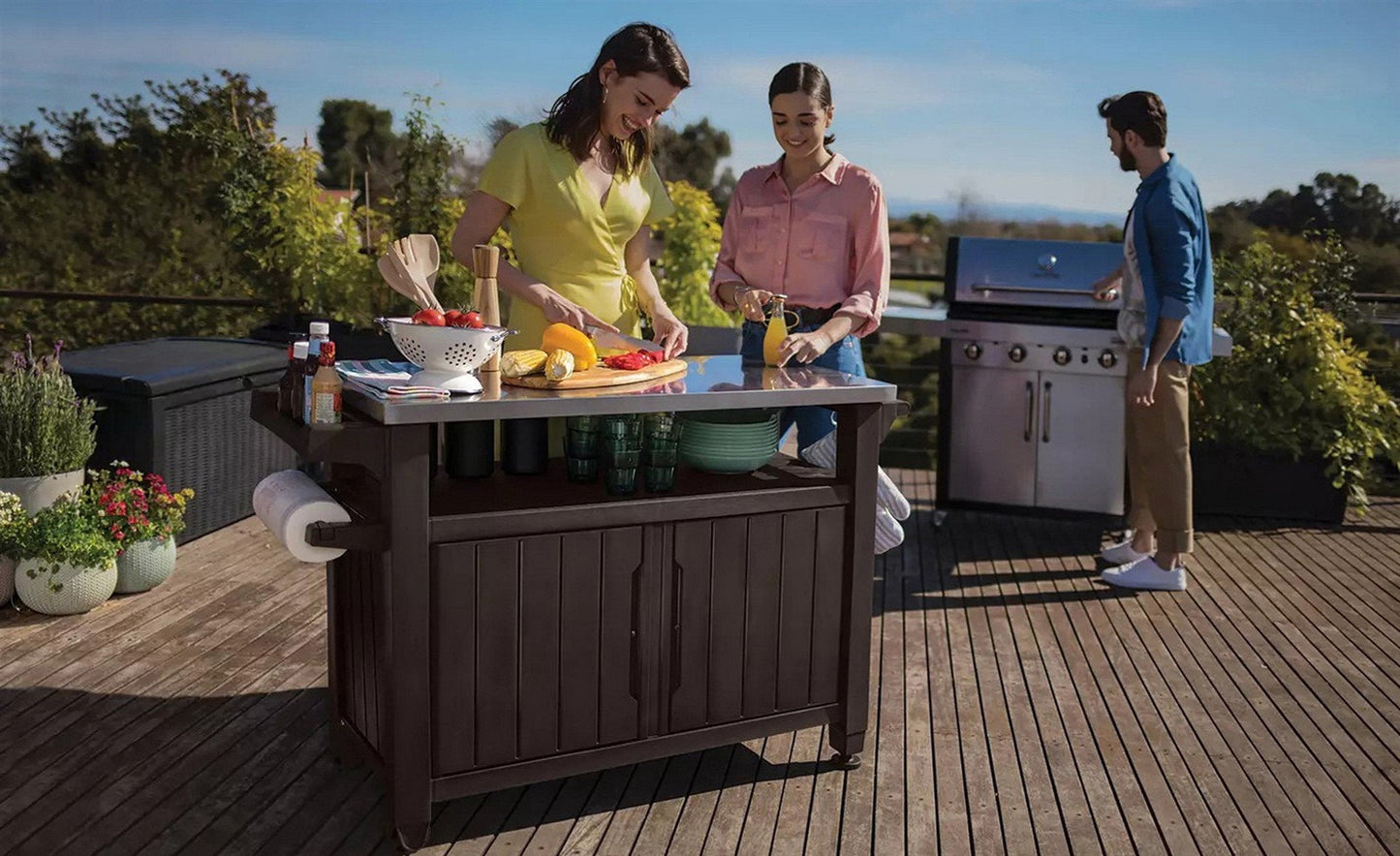 Keter Outdoor Entertainment Storage Station Bar & Grilling Table