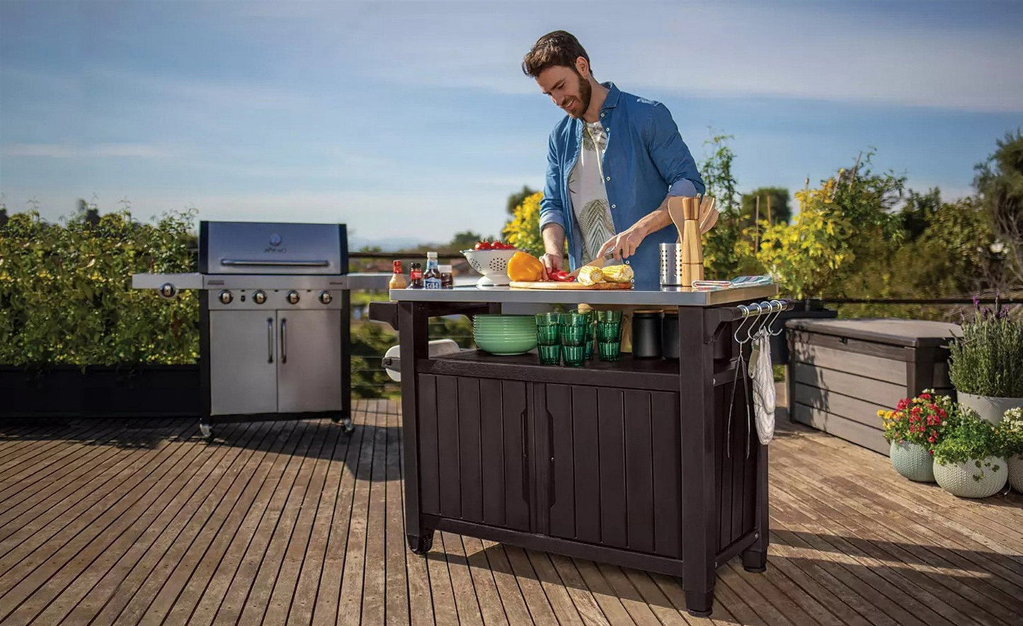 Keter Outdoor Entertainment Storage Station Bar & Grilling Table