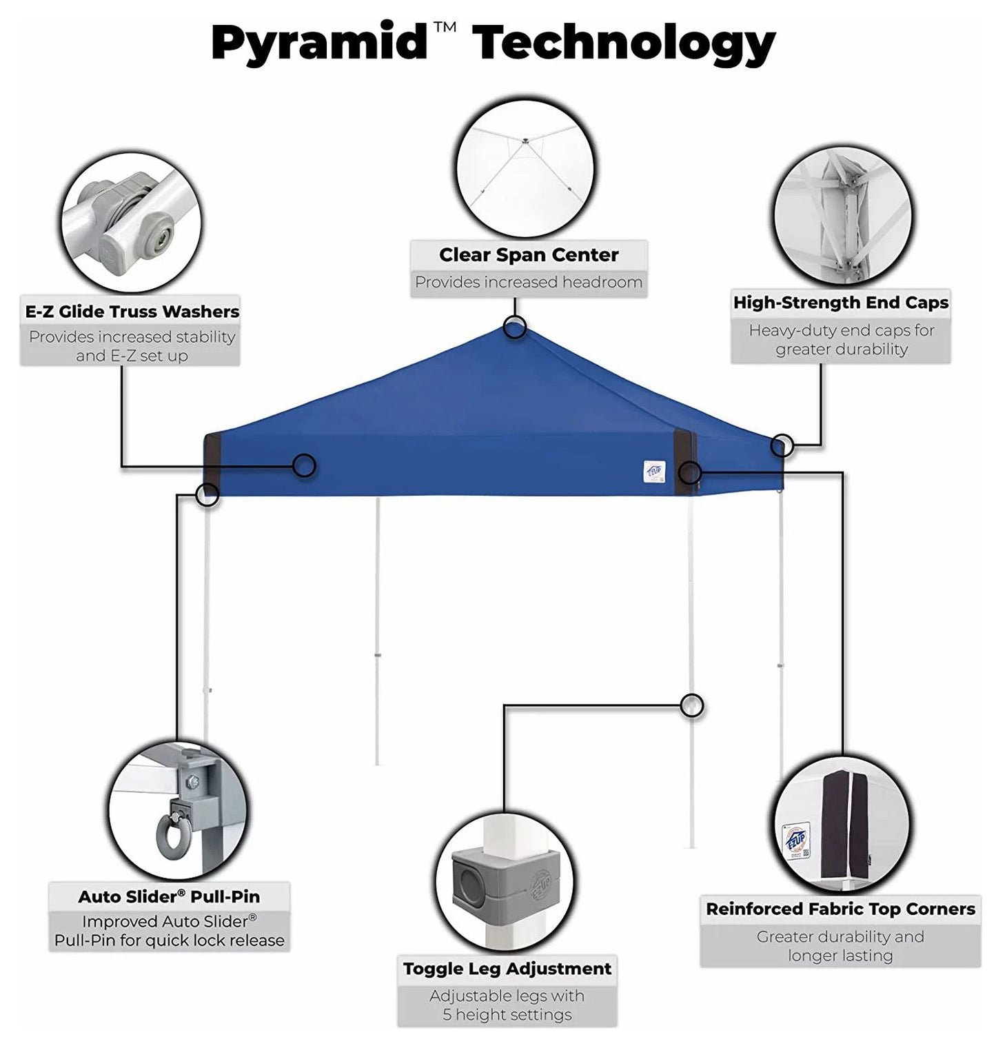 E-Z UP Pyramid Instant Shelter Canopy 10' x 10' Pop-Up Vendor Fair Tent