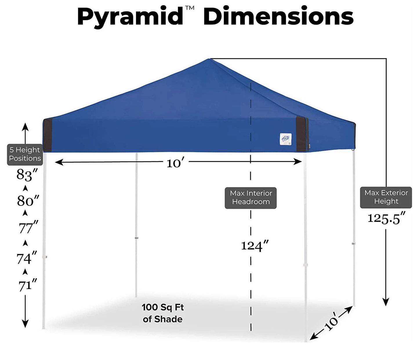 E-Z UP Pyramid Instant Shelter Canopy 10' x 10' Pop-Up Vendor Fair Tent