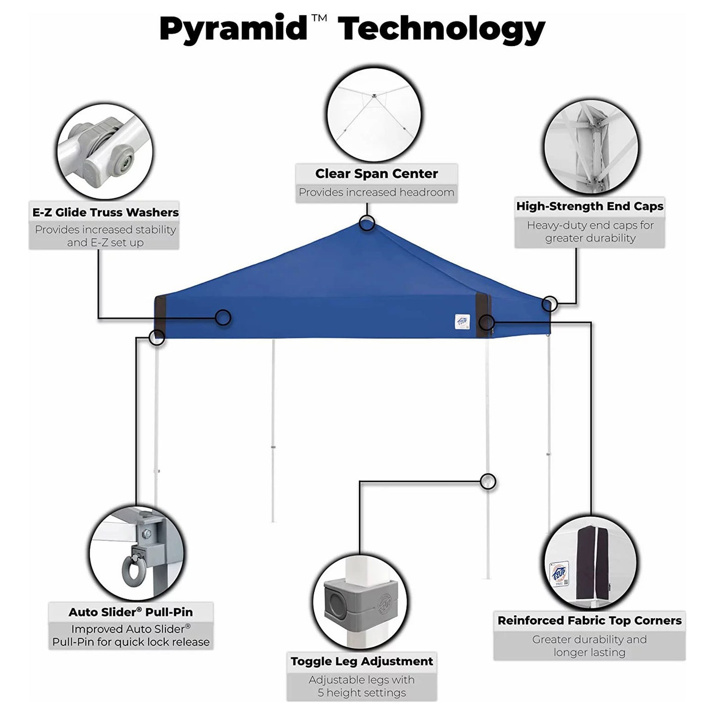 E-Z UP Pyramid Instant Shelter Canopy 10' x 10' Pop-Up Vendor Fair Tent