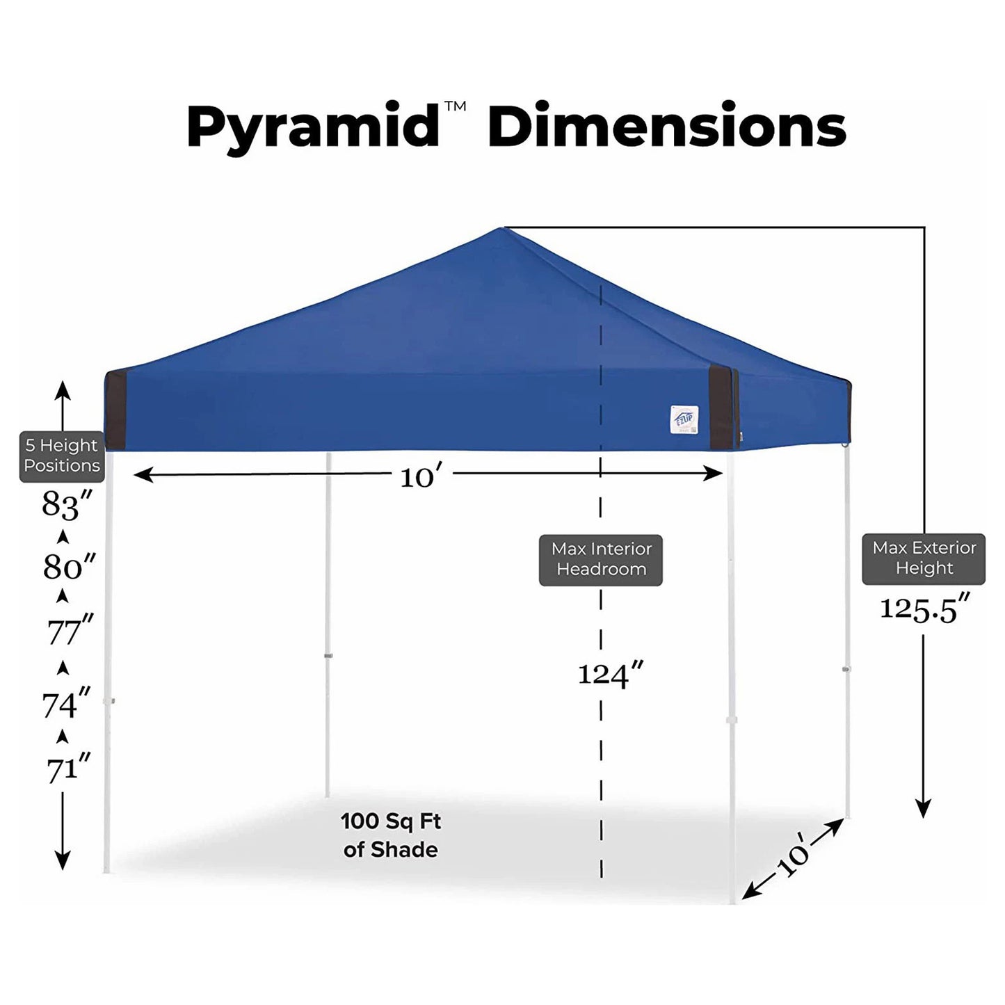 E-Z UP Pyramid Instant Shelter Canopy 10' x 10' Pop-Up Vendor Fair Tent