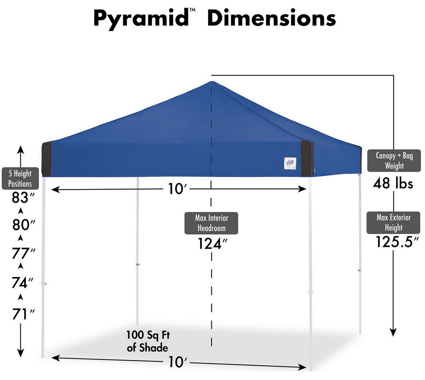 E-Z UP Pyramid Instant Shelter Canopy 10' x 10' Pop-Up Vendor Fair Tent