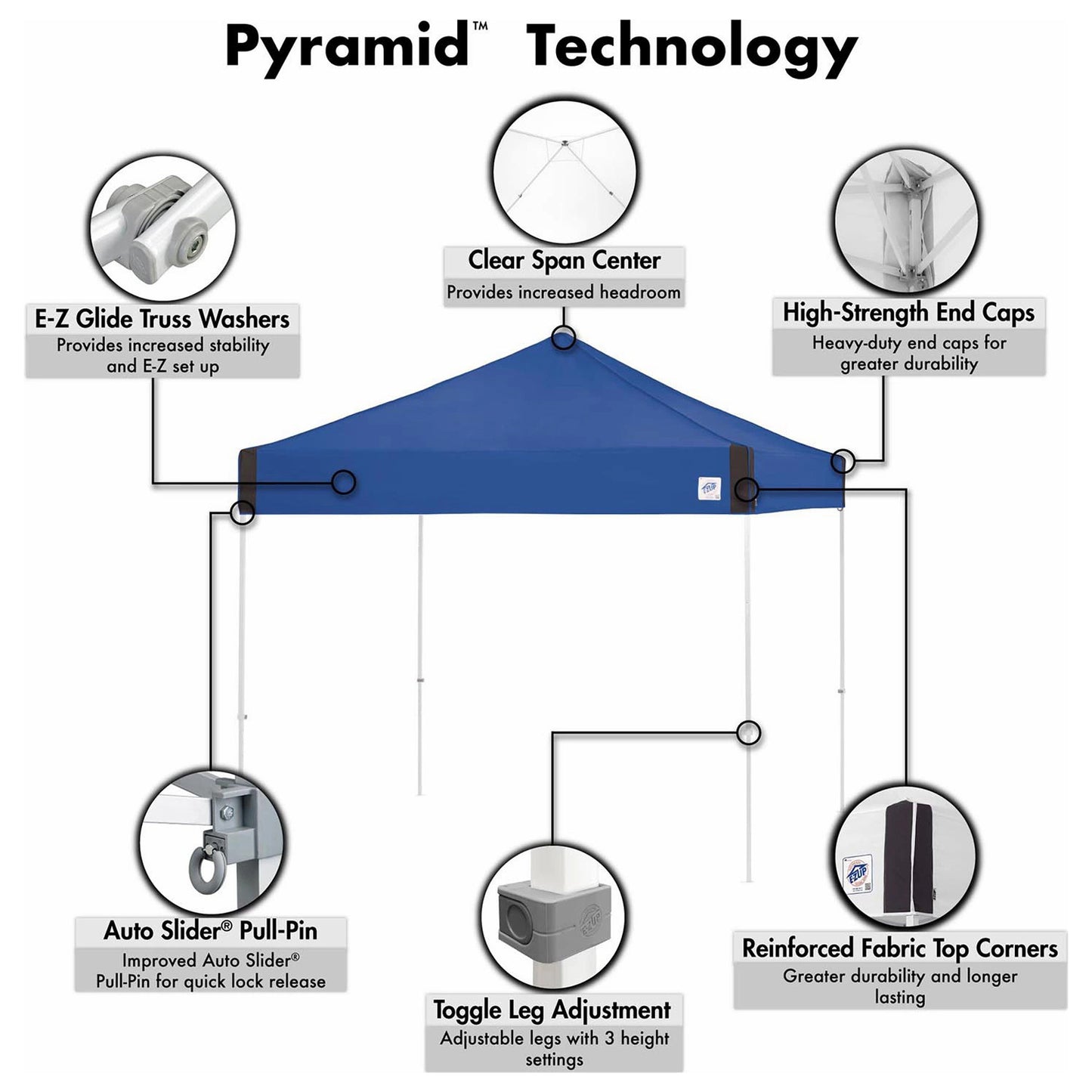 E-Z UP Pyramid Instant Shelter Canopy 10' x 10' Pop-Up Vendor Fair Tent