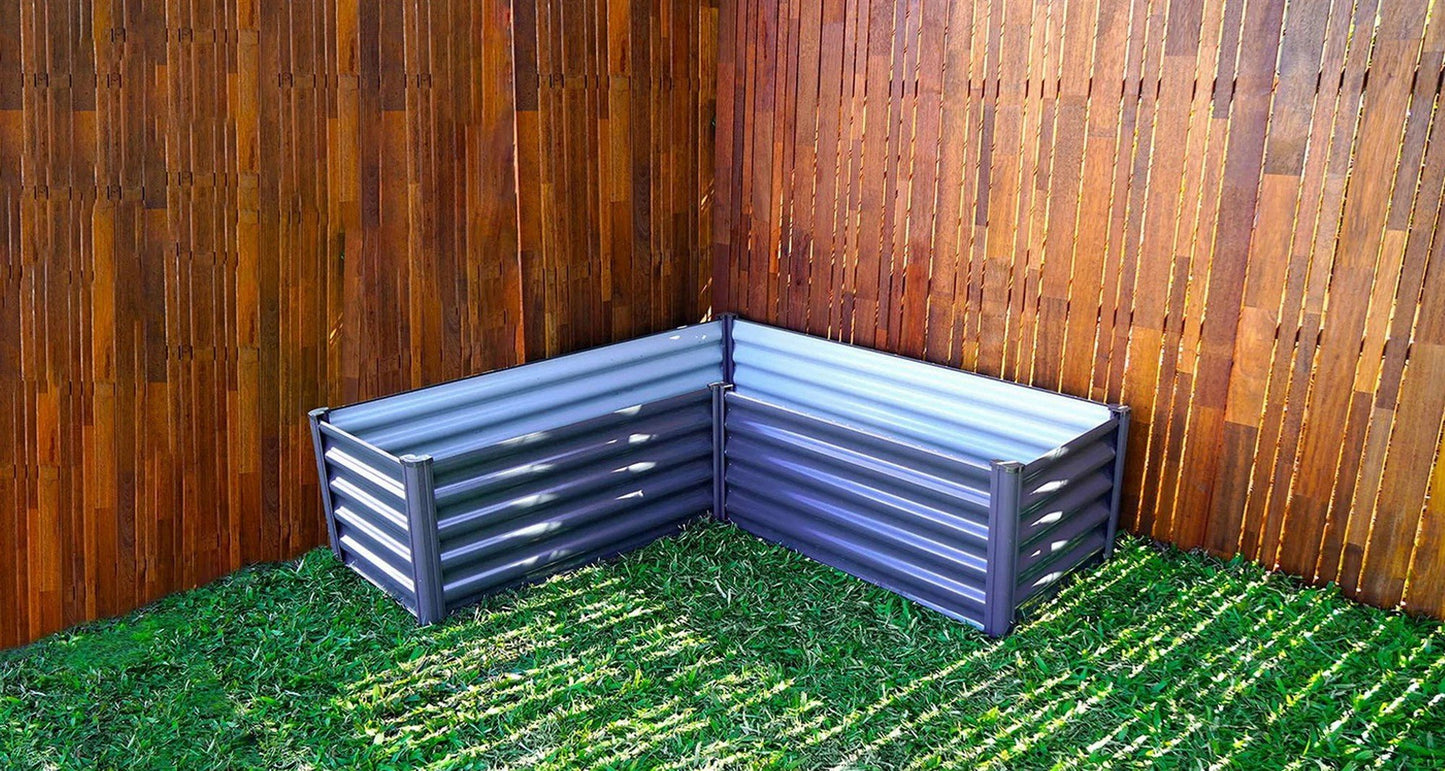 L-Shaped Raised Galvanized Steel Garden Bed