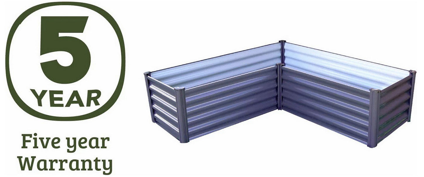 L-Shaped Raised Galvanized Steel Garden Bed