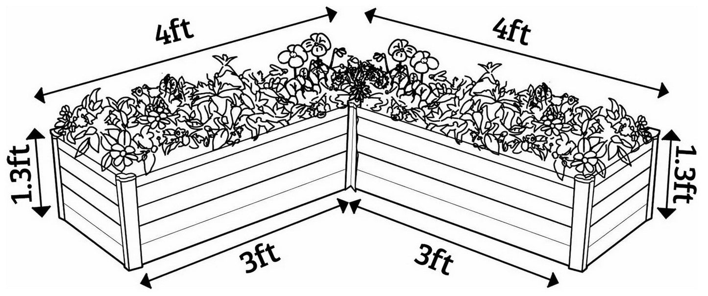 L-Shaped Raised Galvanized Steel Garden Bed