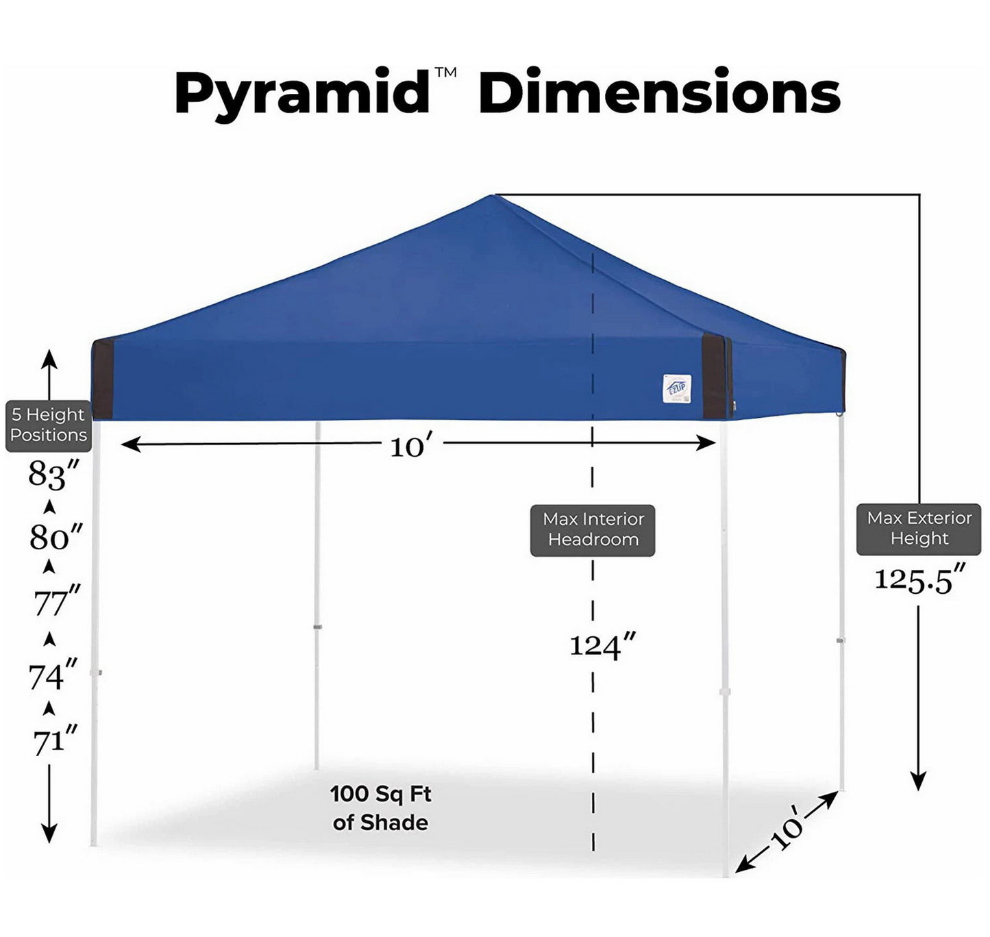 E-Z UP Pyramid Instant Shelter Canopy 10' x 10' Pop-Up Vendor Fair Tent