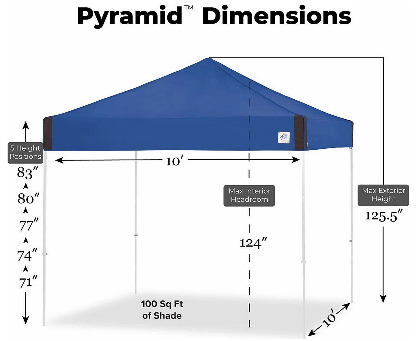 E-Z UP Pyramid Instant Shelter Canopy 10' x 10' Pop-Up Vendor Fair Tent