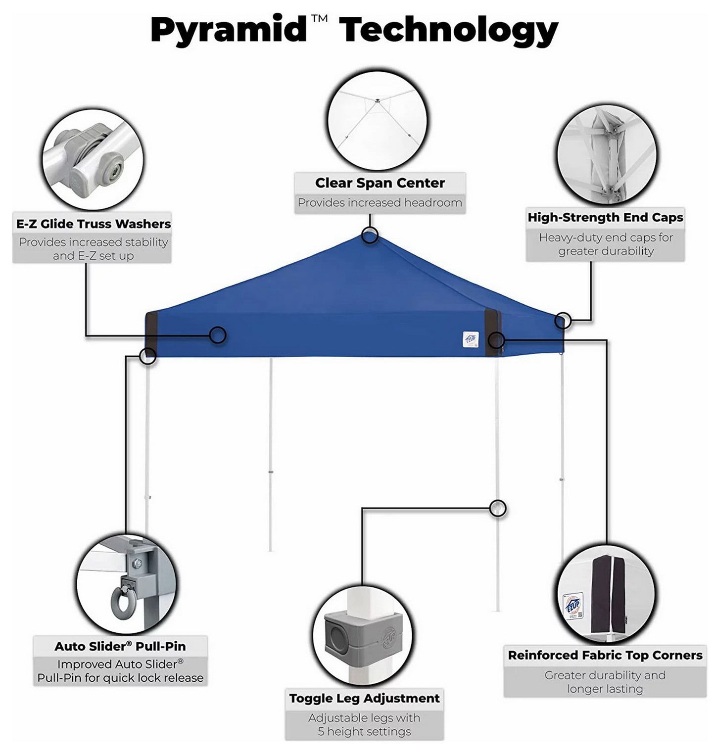 E-Z UP Pyramid Instant Shelter Canopy 10' x 10' Pop-Up Vendor Fair Tent