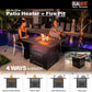 Outdoor Rustic Faux Wood Mantel Steel LP Gas Fire Pit and Dining Table