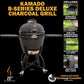 B-Series Deluxe Charcoal Steel Kamado Grill & Smoker in Black with Grill Cover