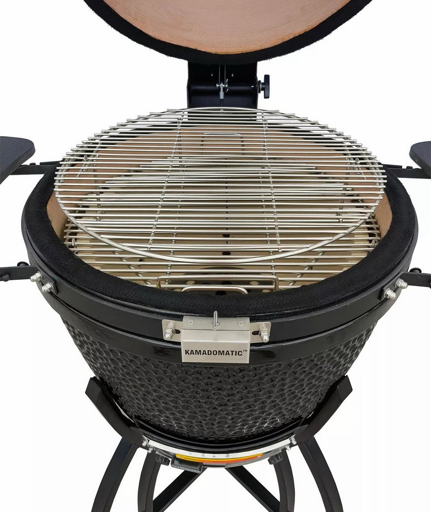 B-Series Deluxe Charcoal Steel Kamado Grill & Smoker in Black with Grill Cover