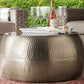 Metal Hammered Round Coffee Table with Antique Silver Finish
