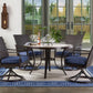 Agio Heritage 5 Piece Outdoor Dining Set Indigo Blue Weather-Resistant Wicker