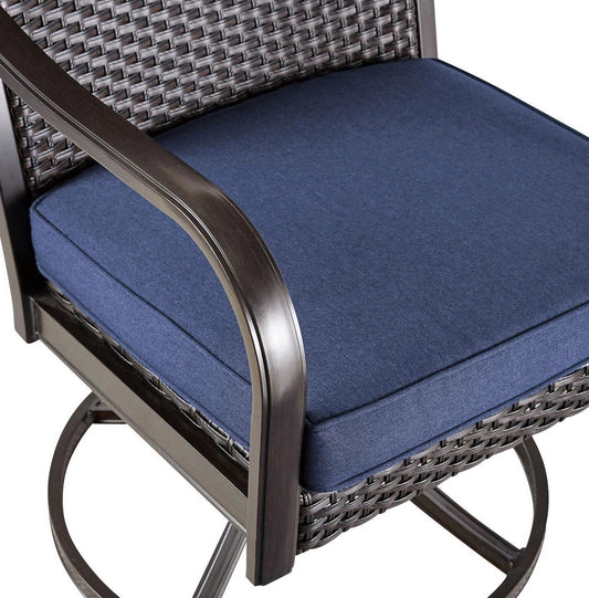Agio Heritage 5 Piece Outdoor Dining Set Indigo Blue Weather-Resistant Wicker