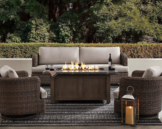 Brexley 4-Piece Wicker Cushioned Deep Seating Set with Fire Pit