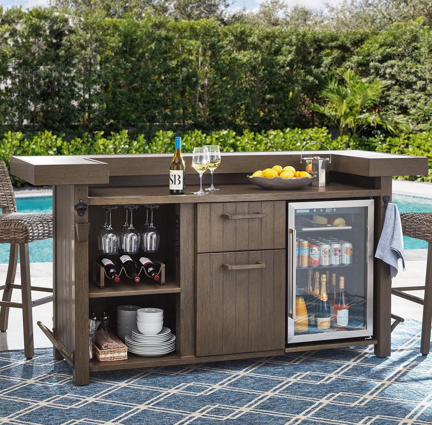 5-Piece Halstead Raised Stool Outdoor Drink Bar